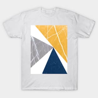 Abstract Pattern Triangles Blue / Yellow / Gray T-Shirt
